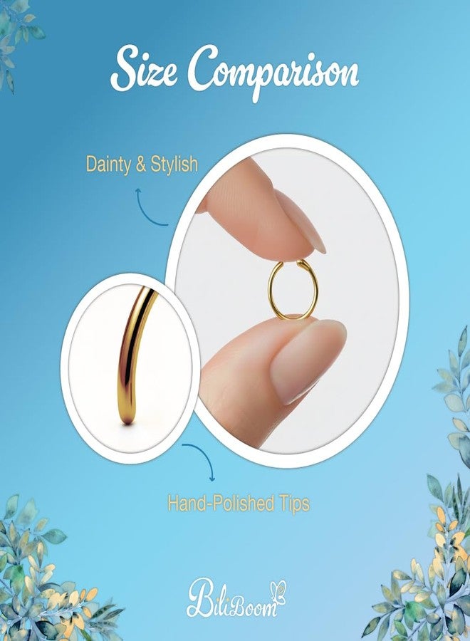 biliboom 14K Gold Filled Fake Nose Ring - Tiny 7mm Faux Nose Hoop for Women - Delicate 0.5mm Thin Non Pierced Nose Jewelry - Comfortable Lightweight Fake Nose Piercing Hoop for Everyday Wear - Image 3